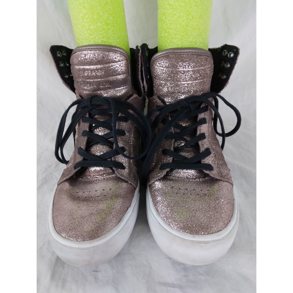 Supra Skytop Sneakers Skate Shoes Pink Metallic Rose Gold Womens Size 7 - Picture 2 of 11
